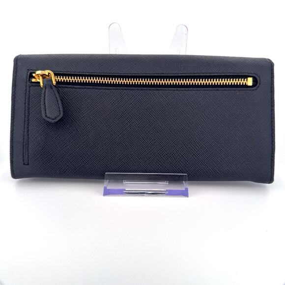 Prada Saffiano Lux Leather Continental Wallet in Black with Gold Hardware - Picture 2 of 5